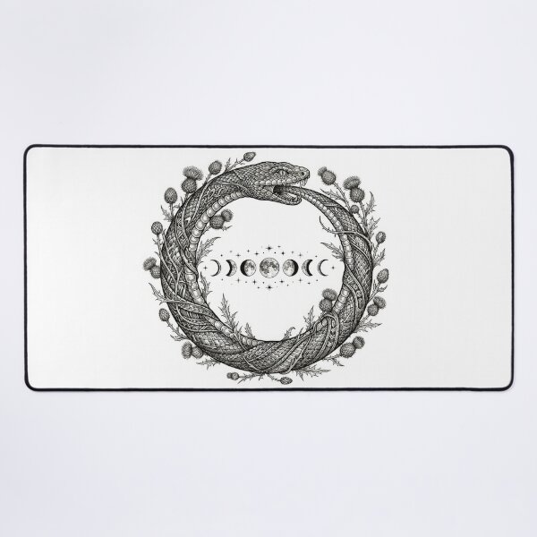 Item preview, Ouroboros Snake Moon Phases Botanical Linework Art designed and sold by Rahat3344.