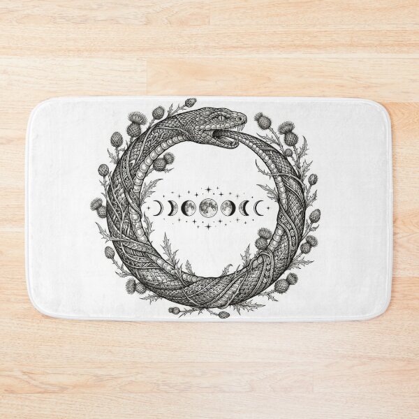 Item preview, Ouroboros Snake Moon Phases Botanical Linework Art designed and sold by Rahat3344.