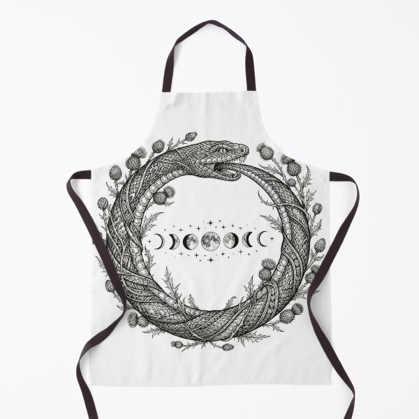 Item preview, Ouroboros Snake Moon Phases Botanical Linework Art designed and sold by Rahat3344.
