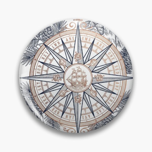 Item preview, Vintage Nautical Compass Rose Mountain Pines Illustration designed and sold by Rahat3344.