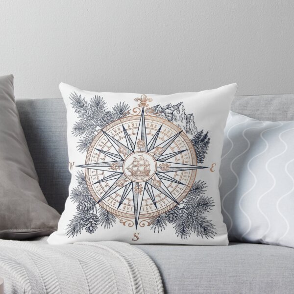 Item preview, Vintage Nautical Compass Rose Mountain Pines Illustration designed and sold by Rahat3344.