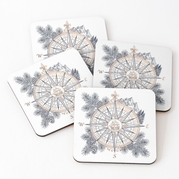 Item preview, Vintage Nautical Compass Rose Mountain Pines Illustration designed and sold by Rahat3344.