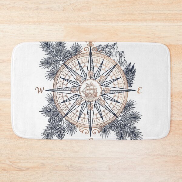 Item preview, Vintage Nautical Compass Rose Mountain Pines Illustration designed and sold by Rahat3344.