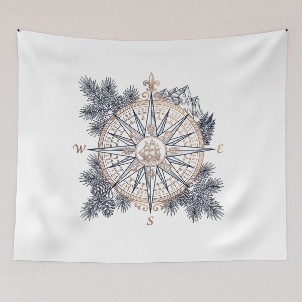 Item preview, Vintage Nautical Compass Rose Mountain Pines Illustration designed and sold by Rahat3344.