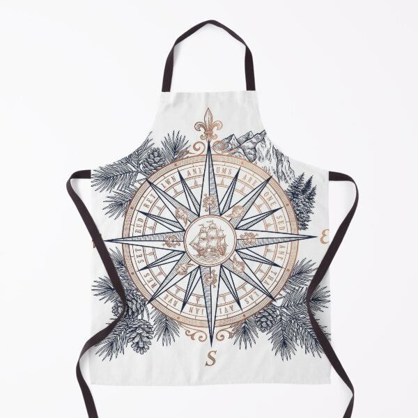 Item preview, Vintage Nautical Compass Rose Mountain Pines Illustration designed and sold by Rahat3344.