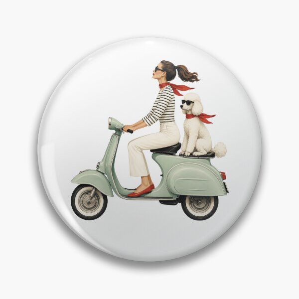 Item preview, Girl on Green Vespa Scooter with White Standard Poodle designed and sold by PoppeeFrost.