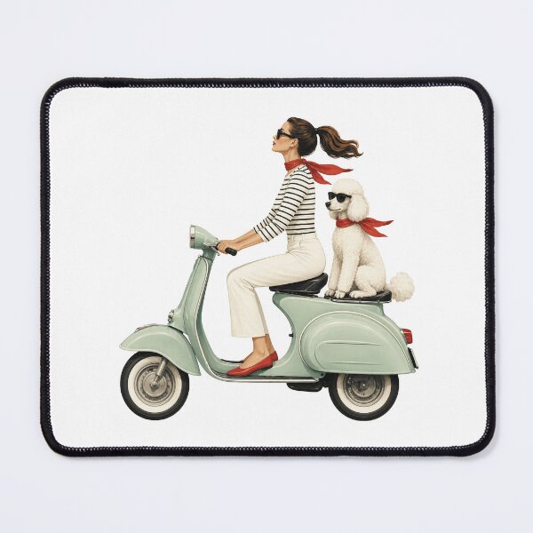 Item preview, Girl on Green Vespa Scooter with White Standard Poodle designed and sold by PoppeeFrost.