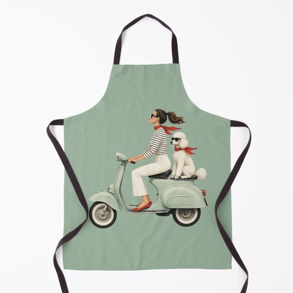 Item preview, Girl on Green Vespa Scooter with White Standard Poodle designed and sold by PoppeeFrost.