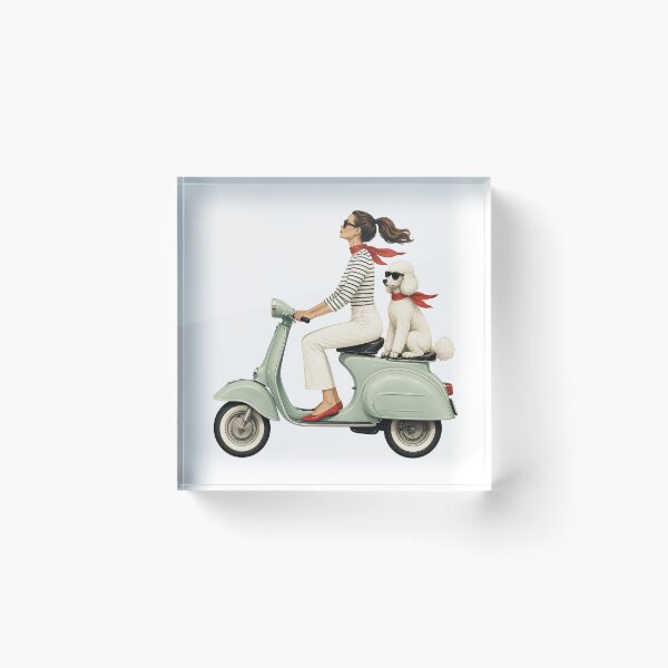 Item preview, Girl on Green Vespa Scooter with White Standard Poodle designed and sold by PoppeeFrost.
