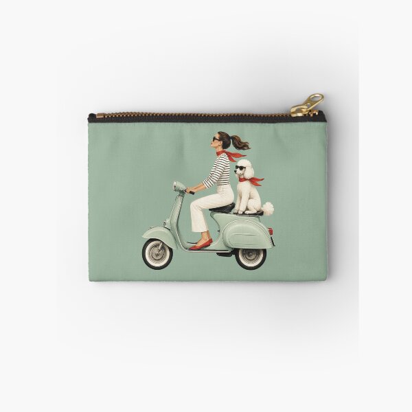 Item preview, Girl on Green Vespa Scooter with White Standard Poodle designed and sold by PoppeeFrost.