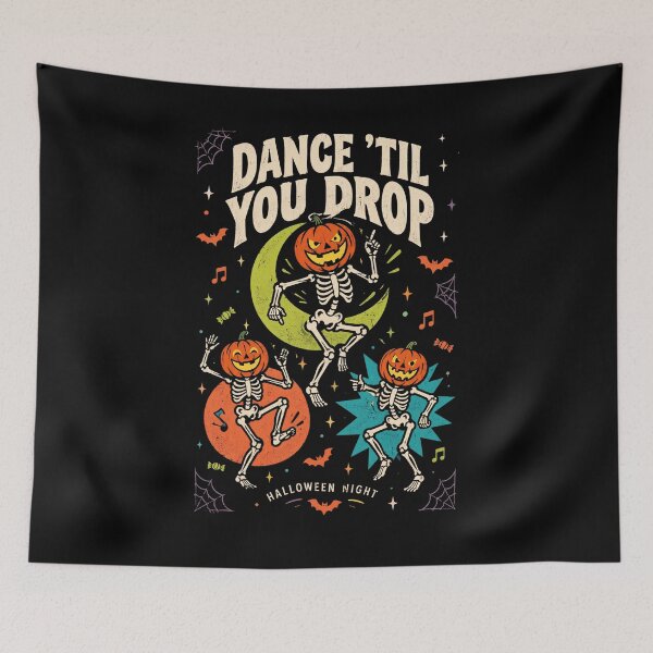 Item preview, Vintage Halloween Dancing Skeleton Pumpkin Party designed and sold by DariaOltes.