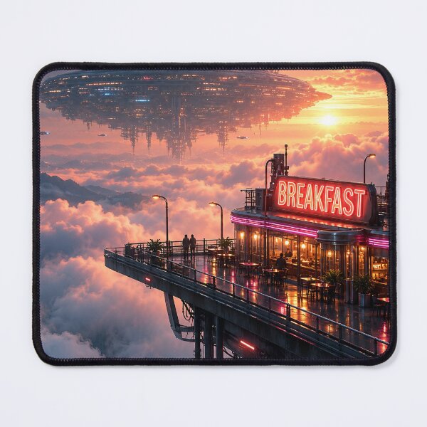 Item preview, Futuristic Space Station Breakfast | Sci Fi Cyberpunk Cloud City designed and sold by IRON SIREN.