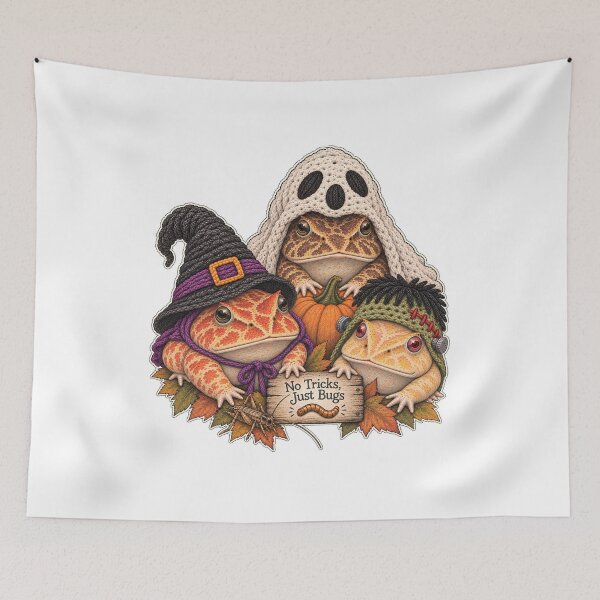Item preview, No Tricks Just Bugs – Halloween Pac-Man Frogs in Crochet Costumes designed and sold by threadandfangs.