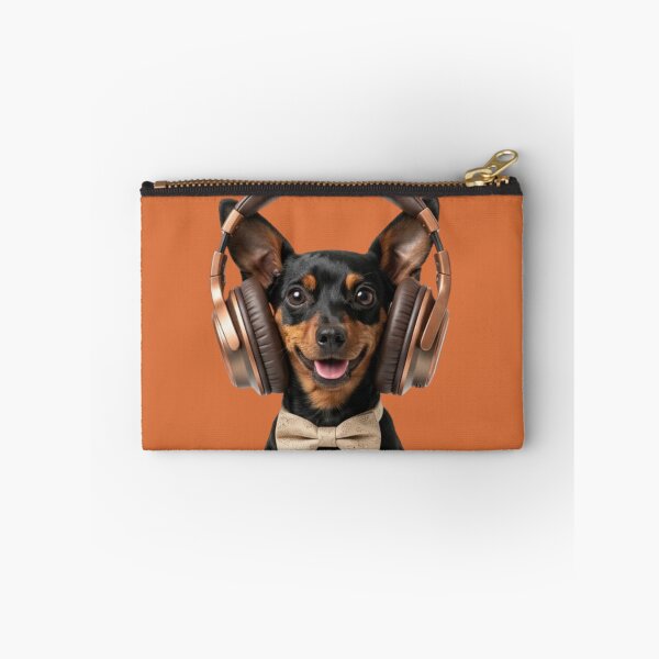 Item preview, Dapper Miniature Pinscher with Bronze Headphones designed and sold by Sulco Design.