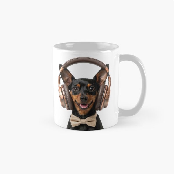 Item preview, Dapper Miniature Pinscher with Bronze Headphones designed and sold by Sulco Design.
