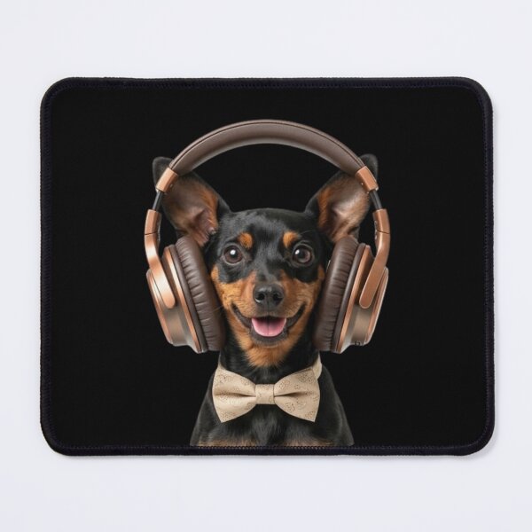 Item preview, Dapper Miniature Pinscher with Bronze Headphones designed and sold by Sulco Design.