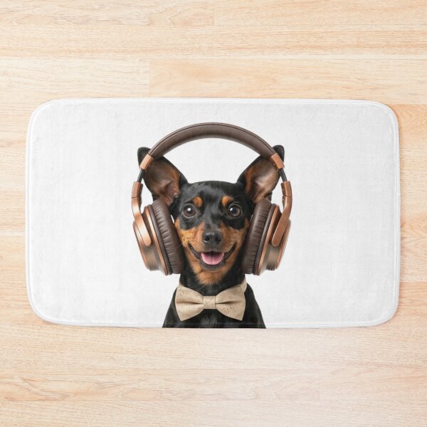 Item preview, Dapper Miniature Pinscher with Bronze Headphones designed and sold by Sulco Design.