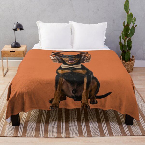 Item preview, Dapper Miniature Pinscher with Bronze Headphones designed and sold by Sulco Design.