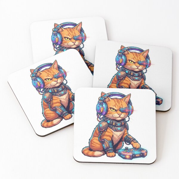 Item preview, Cyberpunk Gamer Cat Futuristic Cyborg Art designed and sold by Rahat3344.
