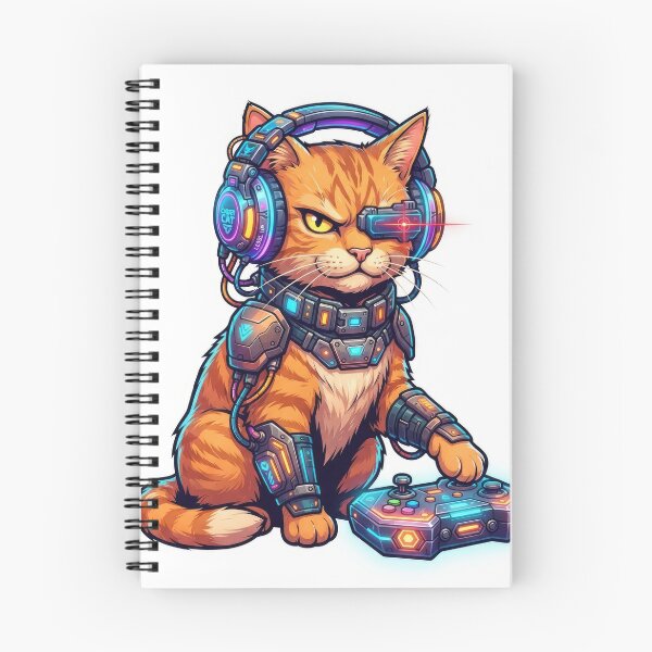 Item preview, Cyberpunk Gamer Cat Futuristic Cyborg Art designed and sold by Rahat3344.
