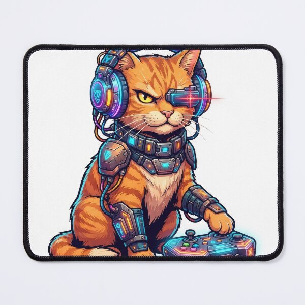 Item preview, Cyberpunk Gamer Cat Futuristic Cyborg Art designed and sold by Rahat3344.