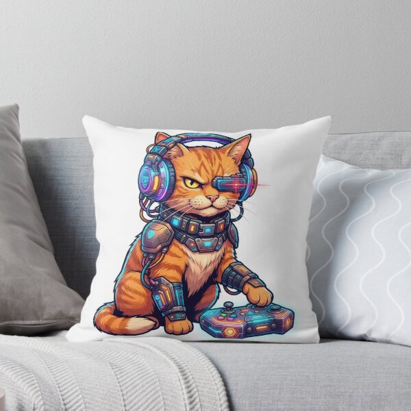 Item preview, Cyberpunk Gamer Cat Futuristic Cyborg Art designed and sold by Rahat3344.
