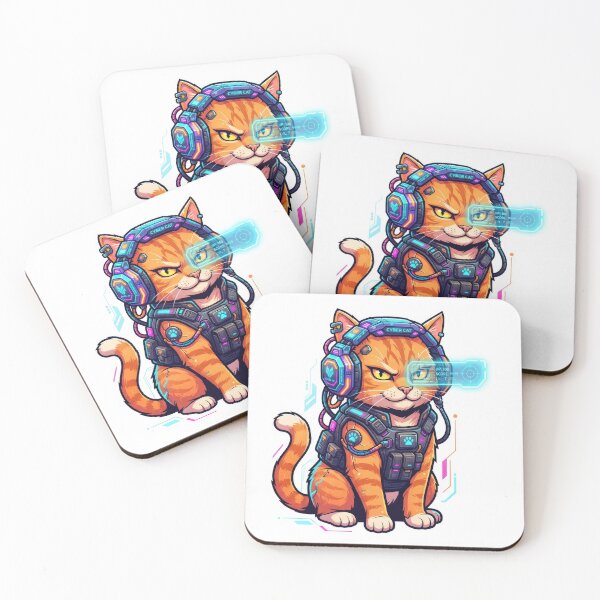 Item preview, Cyber Cat Sci-Fi Futuristic Gamer Orange Tabby Art designed and sold by Rahat3344.