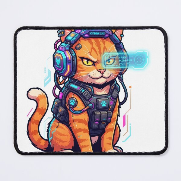 Item preview, Cyber Cat Sci-Fi Futuristic Gamer Orange Tabby Art designed and sold by Rahat3344.