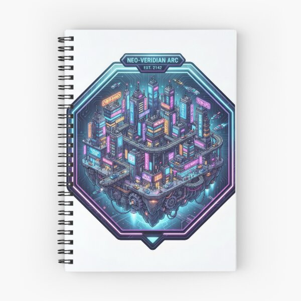 Item preview, Neo-Veridian Arc Cyberpunk Floating City Art designed and sold by Rahat3344.