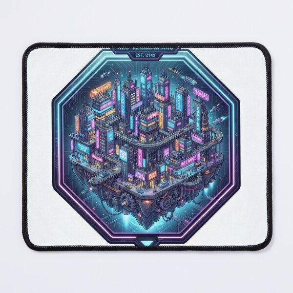 Item preview, Neo-Veridian Arc Cyberpunk Floating City Art designed and sold by Rahat3344.
