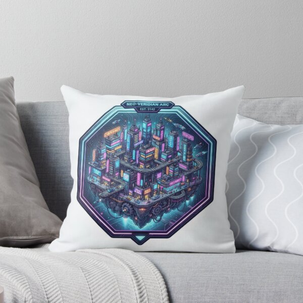 Item preview, Neo-Veridian Arc Cyberpunk Floating City Art designed and sold by Rahat3344.