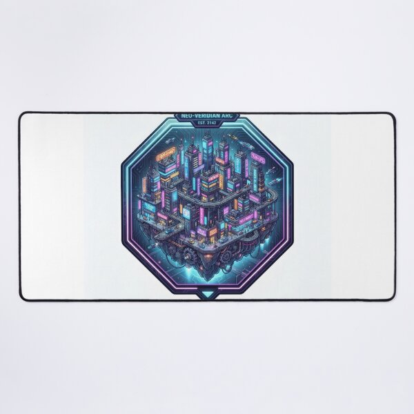 Item preview, Neo-Veridian Arc Cyberpunk Floating City Art designed and sold by Rahat3344.