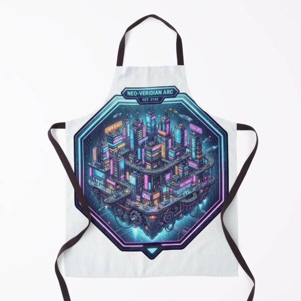 Item preview, Neo-Veridian Arc Cyberpunk Floating City Art designed and sold by Rahat3344.