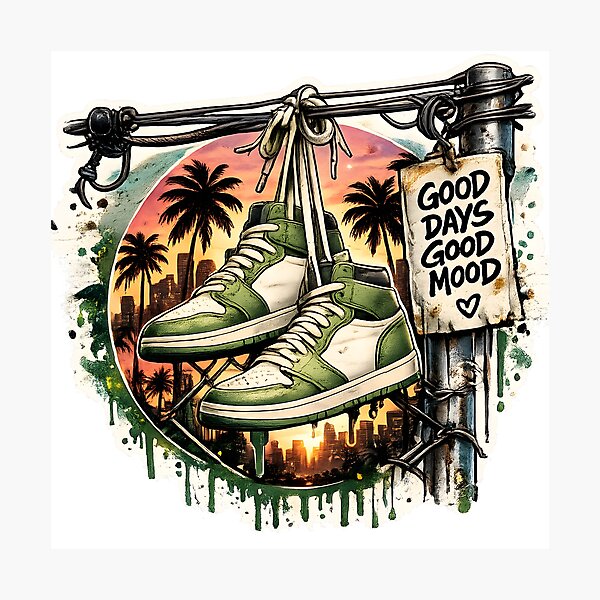 Item preview, Good Days Good Mood – Green Street Style Sneakers designed and sold by TinyWeird.