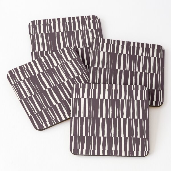 Item preview, Minimal Geometric Rectangles Lines 15 | Dark Plum Cream Irregular Hand Drawn Stripes designed and sold by MarleneCanto.