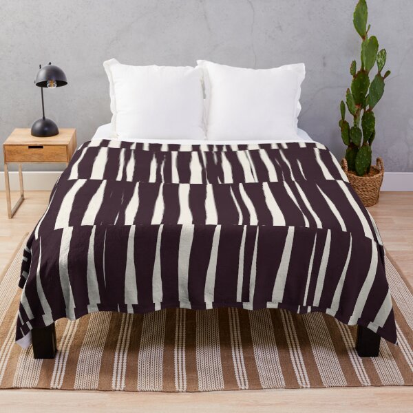 Item preview, Minimal Geometric Rectangles Lines 15 | Dark Plum Cream Irregular Hand Drawn Stripes designed and sold by MarleneCanto.