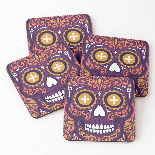 Item preview, Sugar Skull — Day of the Dead Ornamental Art | Purple Gold Flat Illustration designed and sold by  Ojo de Lilith.