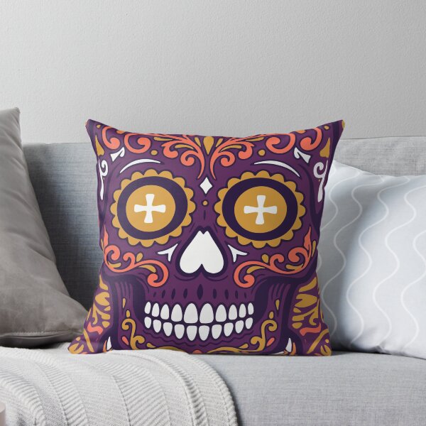 Item preview, Sugar Skull — Day of the Dead Ornamental Art | Purple Gold Flat Illustration designed and sold by Ojo de Lilith.