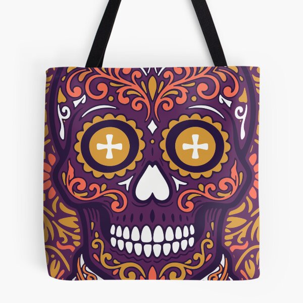 Item preview, Sugar Skull — Day of the Dead Ornamental Art | Purple Gold Flat Illustration designed and sold by  Ojo de Lilith.