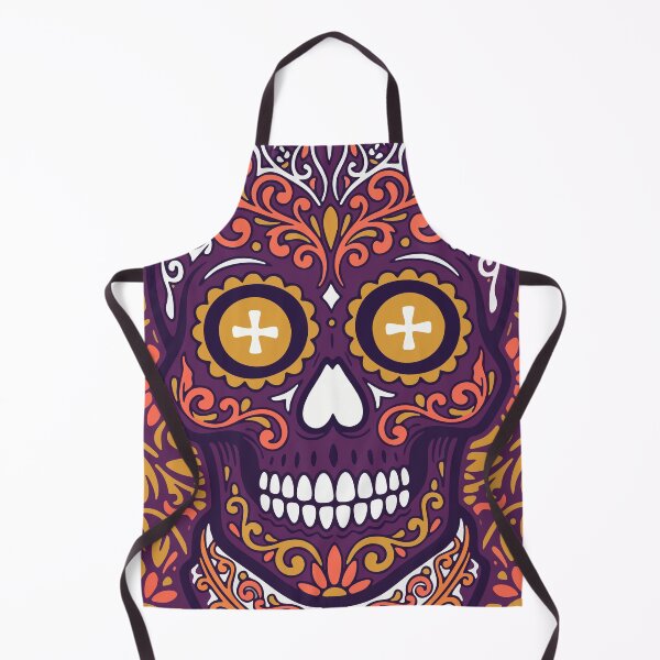 Item preview, Sugar Skull — Day of the Dead Ornamental Art | Purple Gold Flat Illustration designed and sold by Ojo de Lilith.