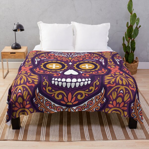 Item preview, Sugar Skull — Day of the Dead Ornamental Art | Purple Gold Flat Illustration designed and sold by Ojo de Lilith.