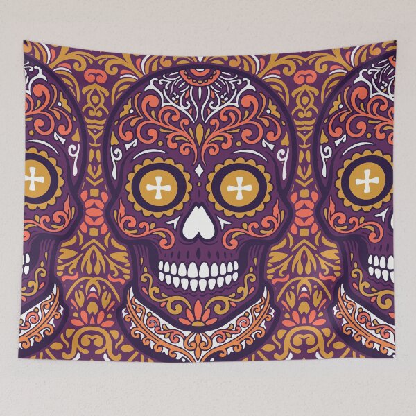 Item preview, Sugar Skull — Day of the Dead Ornamental Art | Purple Gold Flat Illustration designed and sold by  Ojo de Lilith.