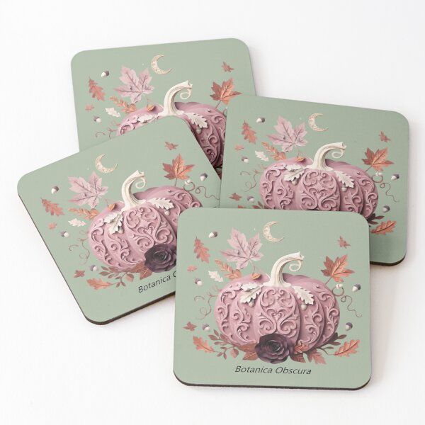 Item preview, Elegant Pastel Pink Pumpkin & Moon | Botanica Obscura Fall Art by Origins Lines designed and sold by ORIGINS LINES.