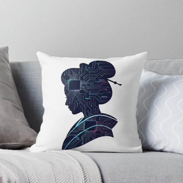 Item preview, Cyberpunk Geisha Profile Circuit Board Silhouette Art designed and sold by Rahat3344.