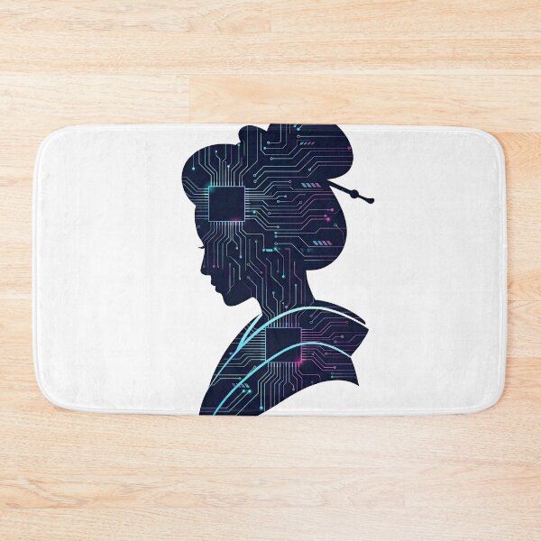 Artikelvorschau, Cyberpunk-Geisha-Profil-Schaltkreis-Silhouette-Kunst entworfen und verkauft von Rahat3344.