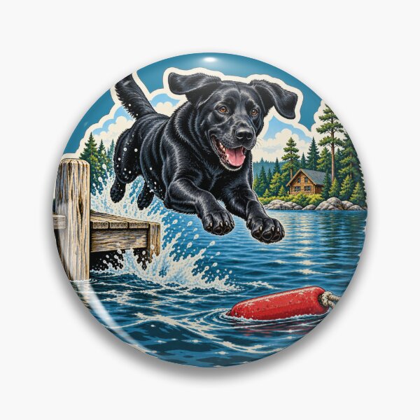 Item preview, Black Lab Dock Jumper Lake Dog Sticker designed and sold by WaynesCave.