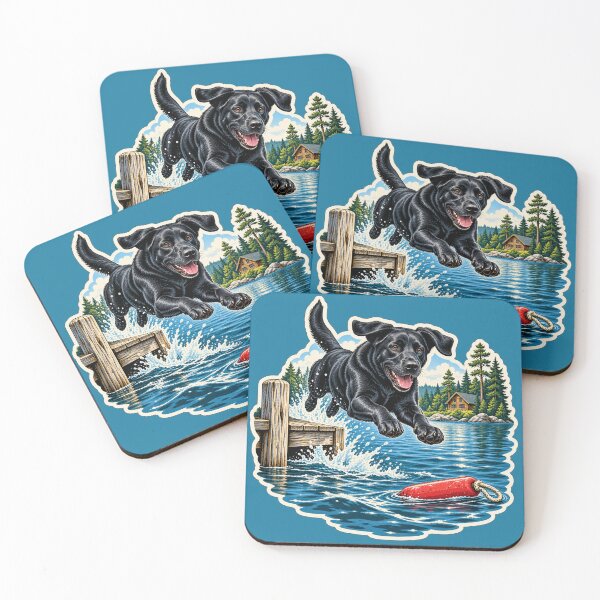 Item preview, Black Lab Dock Jumper Lake Dog Sticker designed and sold by WaynesCave.