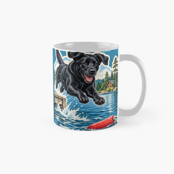 Item preview, Black Lab Dock Jumper Lake Dog Sticker designed and sold by WaynesCave.