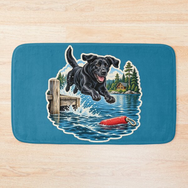 Item preview, Black Lab Dock Jumper Lake Dog Sticker designed and sold by WaynesCave.