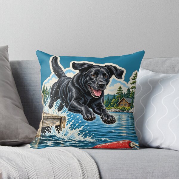 Item preview, Black Lab Dock Jumper Lake Dog Sticker designed and sold by WaynesCave.